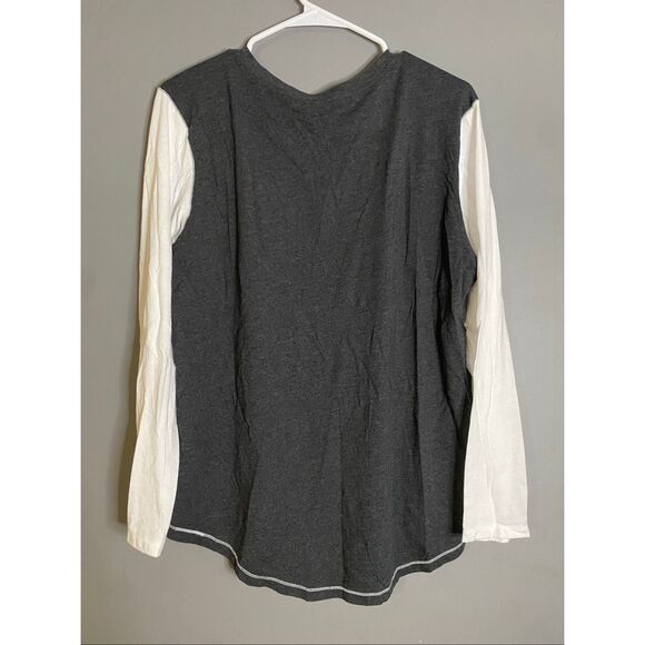 Star Tree White Gray Scoop Neck Long Sleeve Top Size XL - Picture 5 of 5